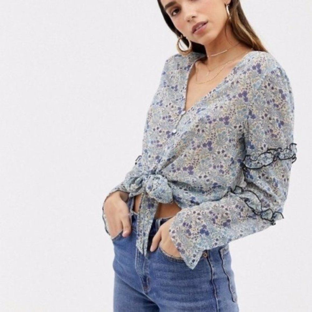 THE EAST ORDER Serena Tie Front Blouse 
